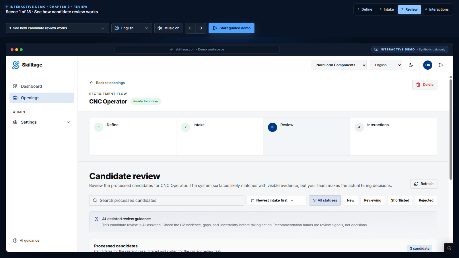 Preview of the interactive Review demo
