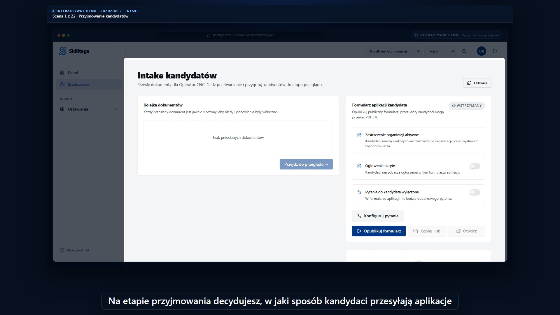 Podgląd nagrania dema Intake