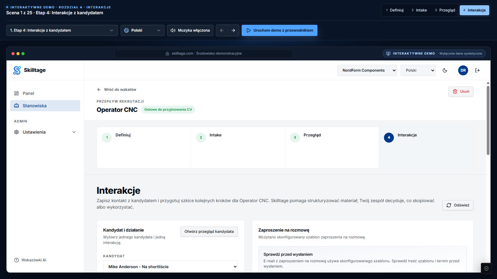 Podgląd interaktywnego dema Interakcje