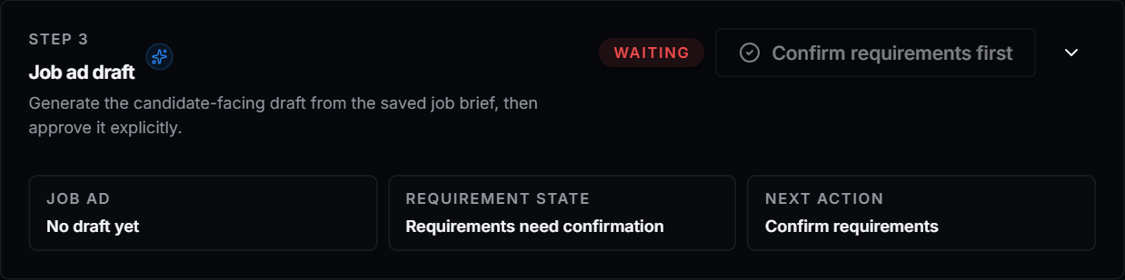 Skilltage requirements confirmation notice blocking intake until requirements are confirmed